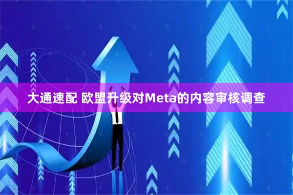大通速配 欧盟升级对Meta的内容审核调查